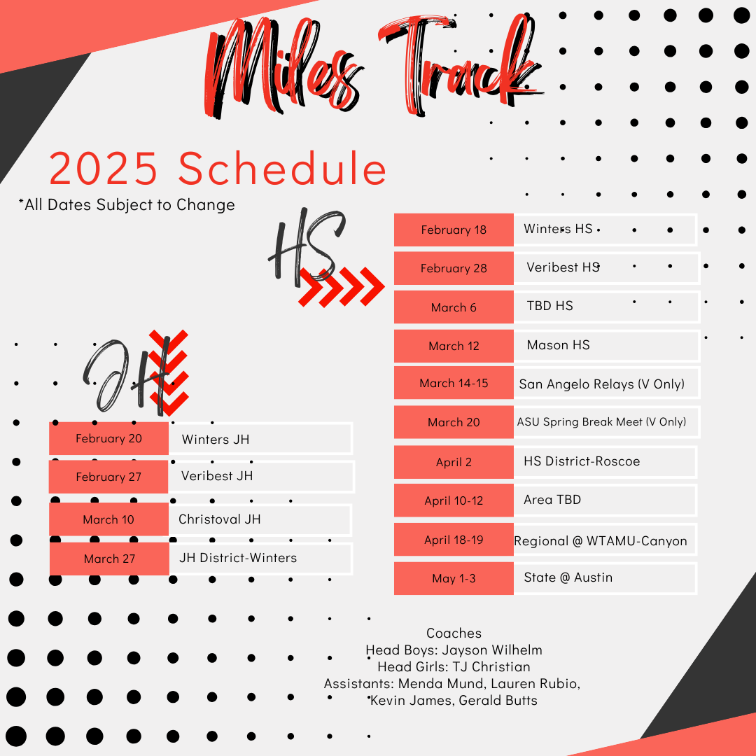 Updated Track Schedule 2025