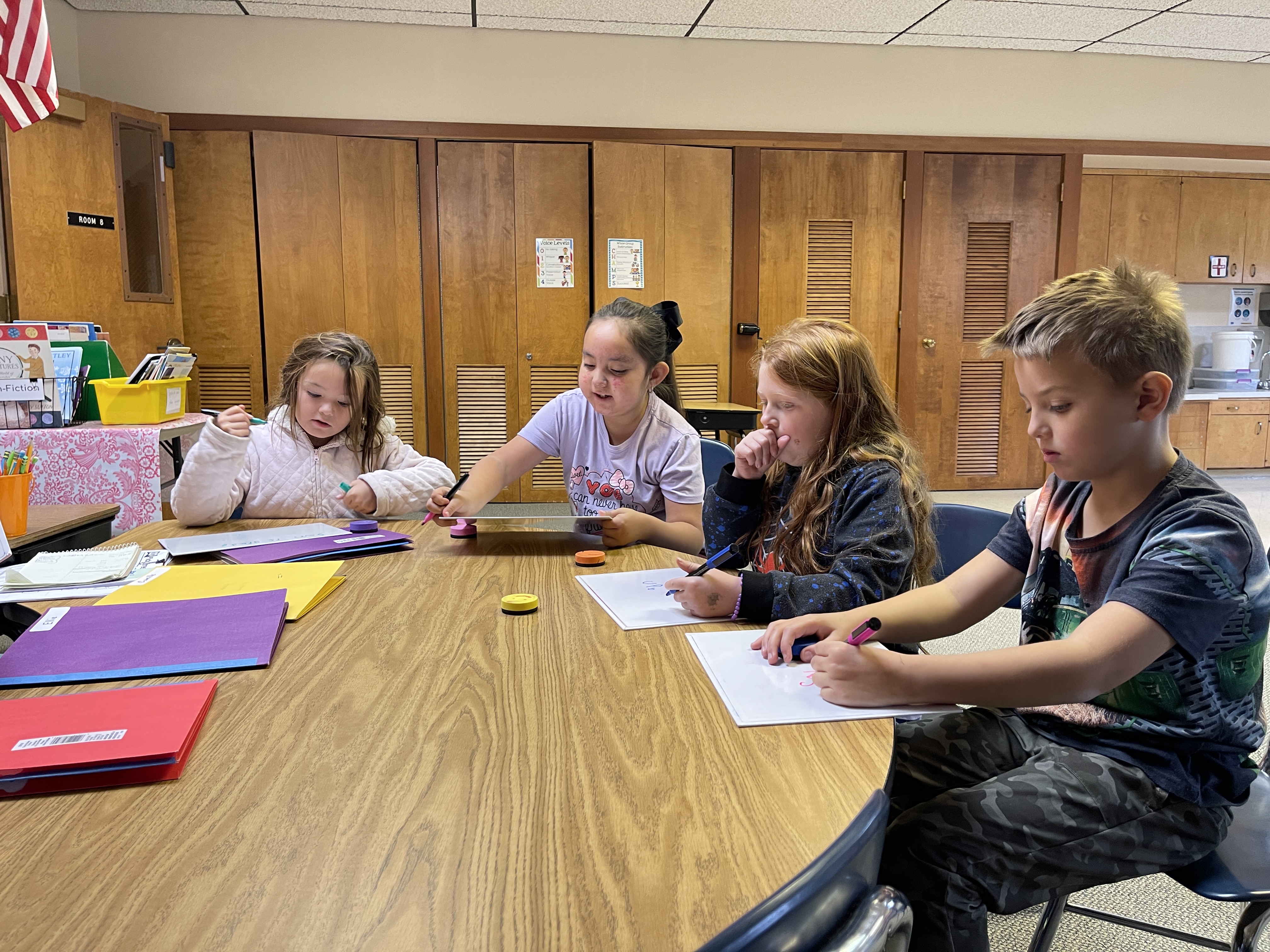 students at a desk