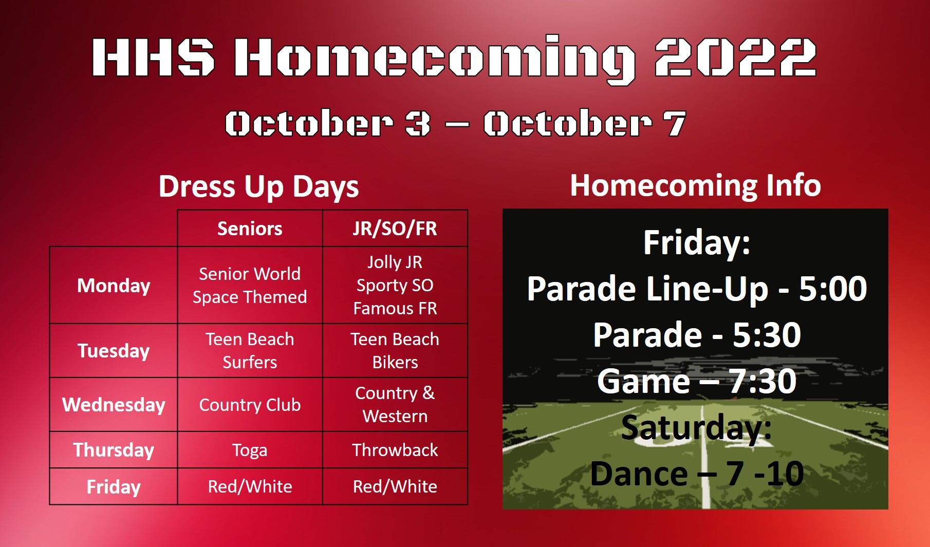 home coming info 2022