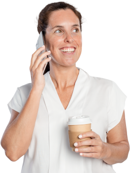 woman with smile on cell phone