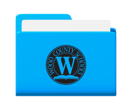wood county schools logo on blue file folder