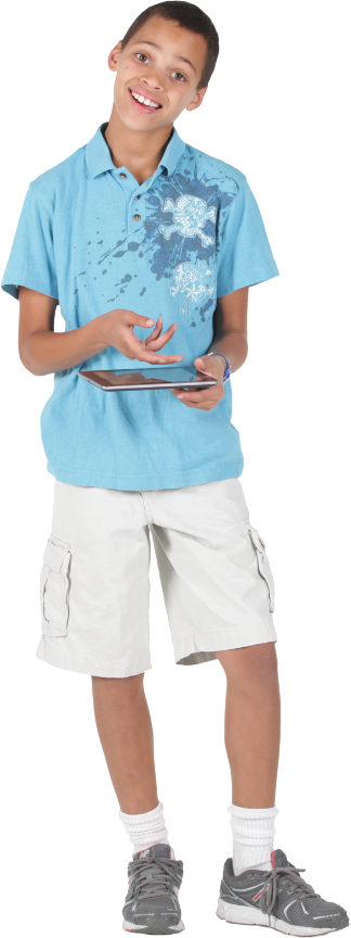 boy holding an iPad