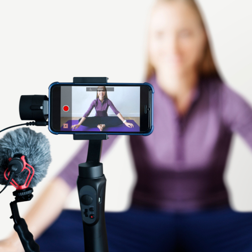 student recording using a phone