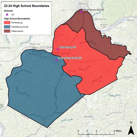 map of high school attendance zones in wood county schools