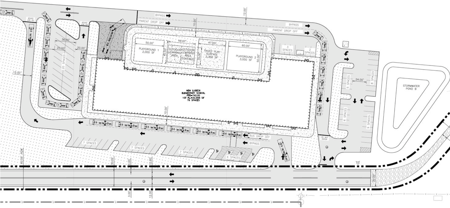 ground layout for new lubeck school at wood county schools - detailed sketch of property layout