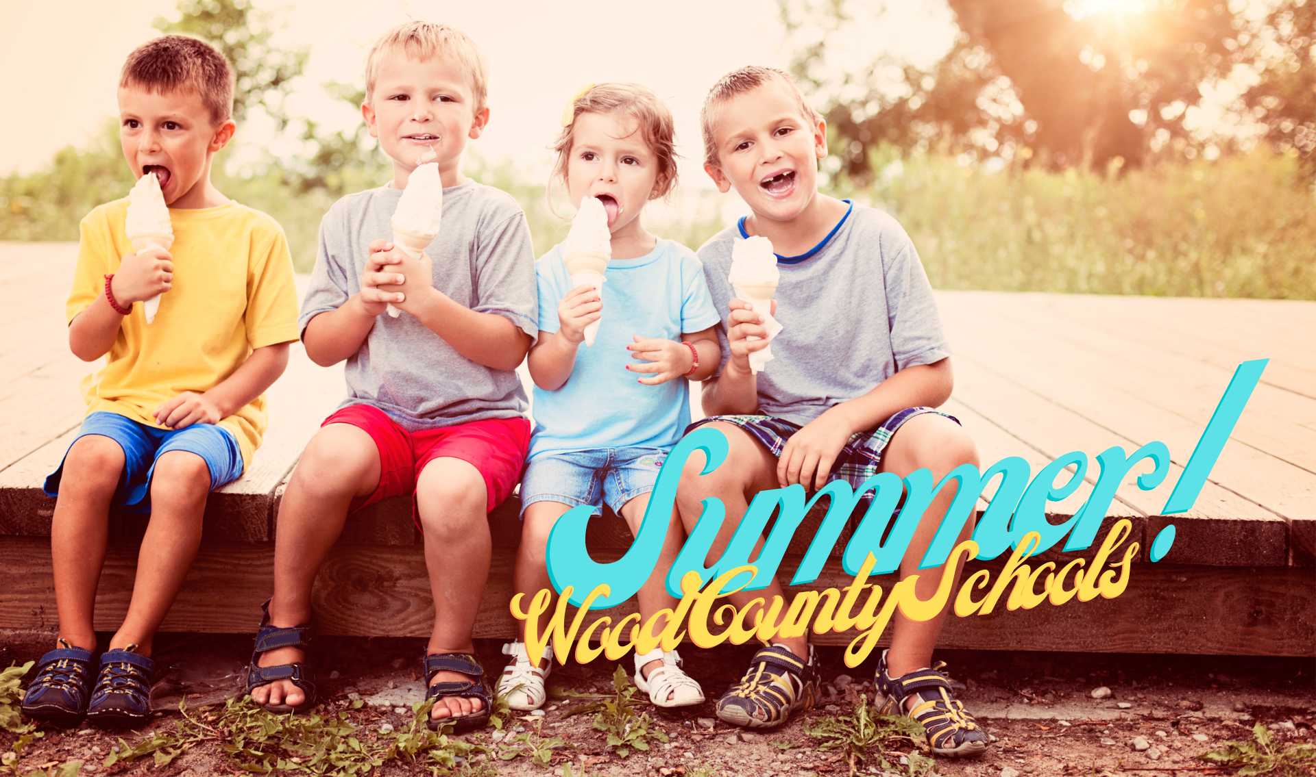 summer! - wood county schools - image of four young children with ice cream cones
