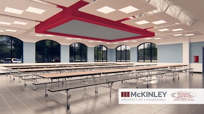 Interior view of Lubeck Elementary School - cafeteria