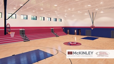 Aerial view of lubeck elementary school - gymnasium