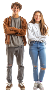 image of a female and male teen posing for camera