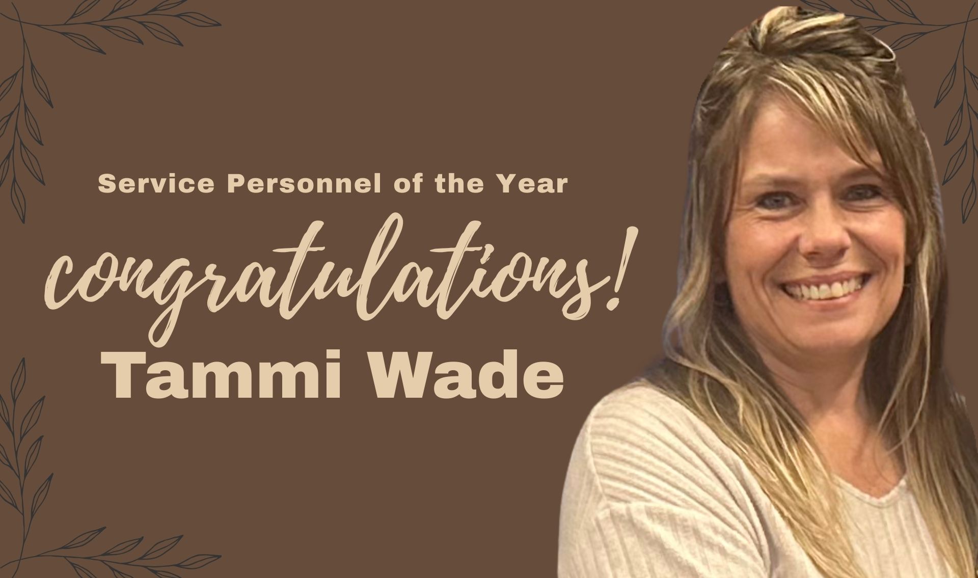 Pictured - Tammi Wade - Service Personnel of the Year Award Winner