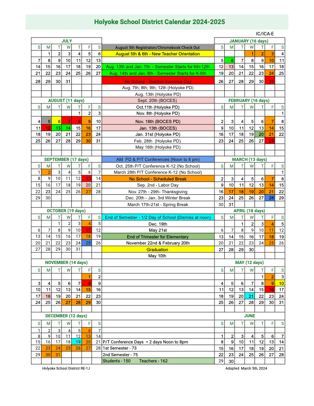 24 -25 School Calendar