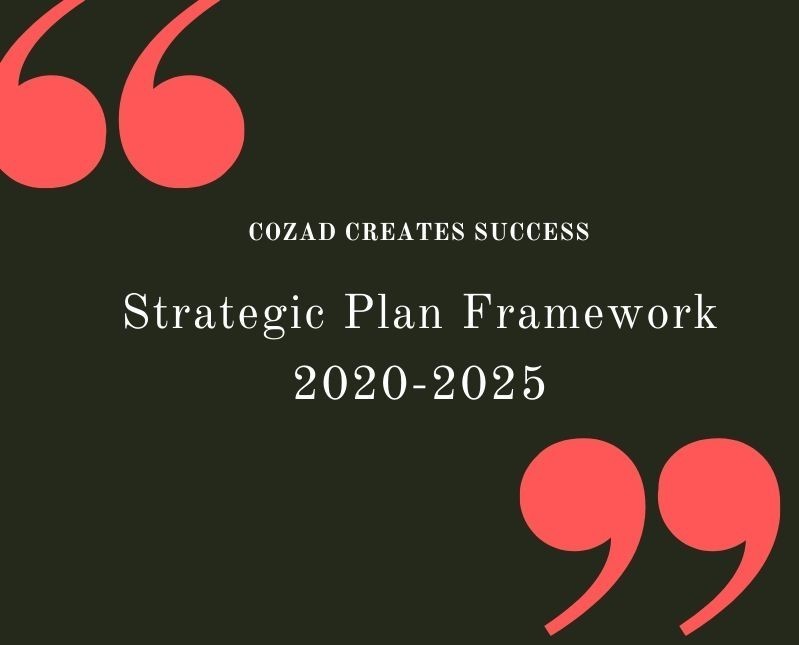 Says "COZAD CREATES SUCCESS" Strategic Plan Framework 2020 - 2025