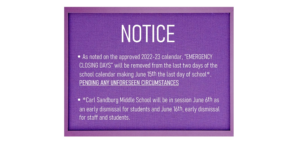 Notice regarding last day of school
