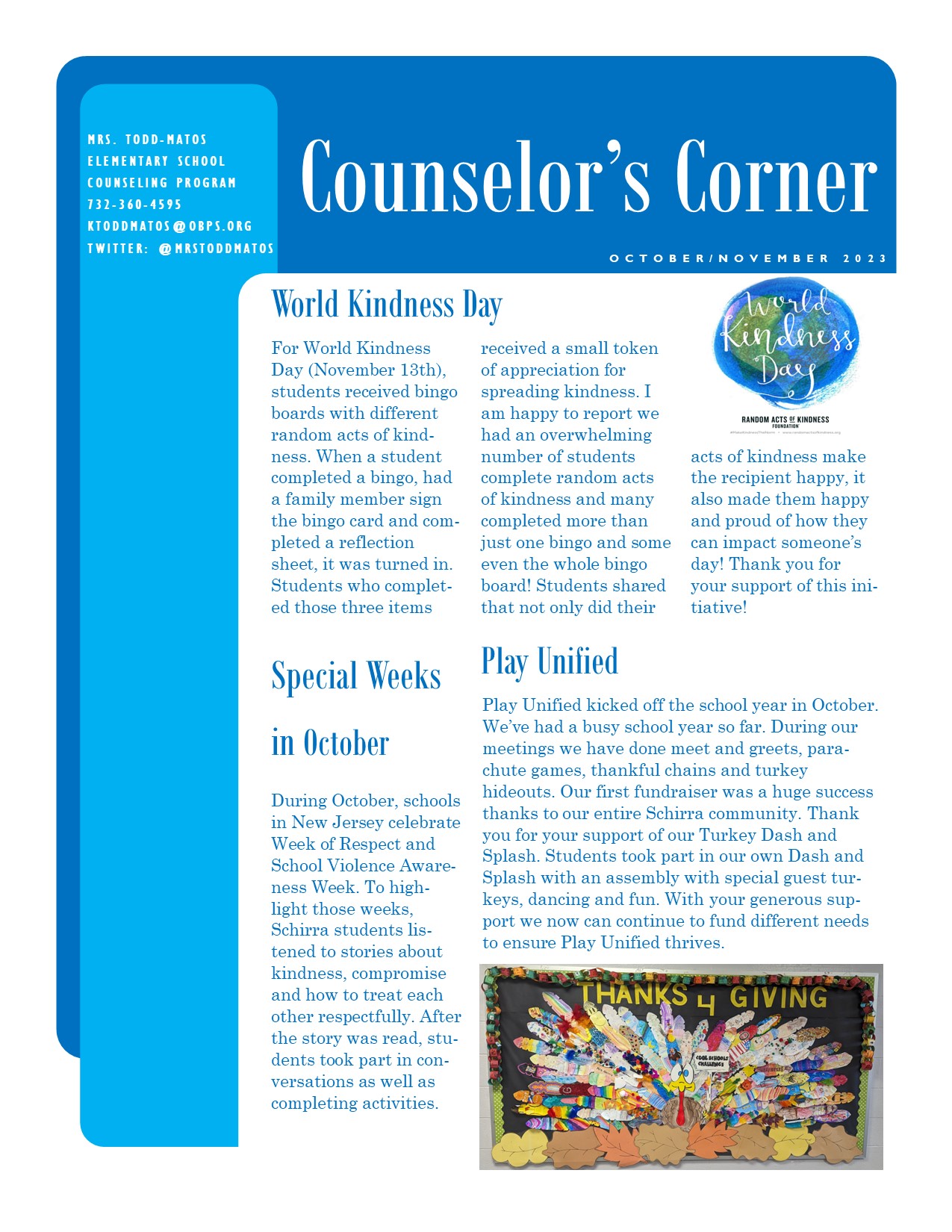 School Counselor October/November Newsletter Page 1