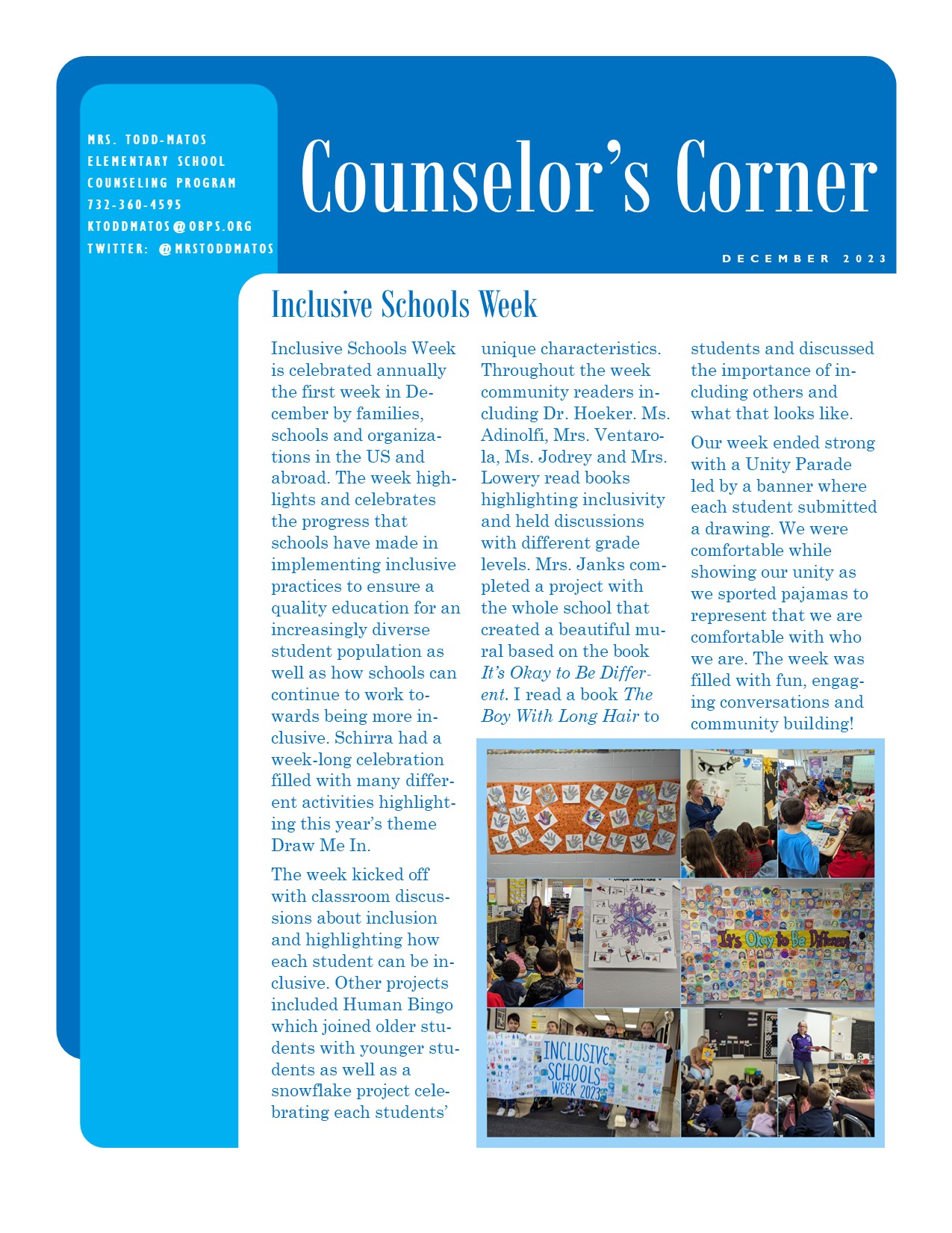 School Counselor December Newsletter Page 1