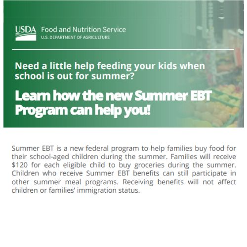 Summer EBT Program. Learn how the new Summer EBT Program can help you.  Click title