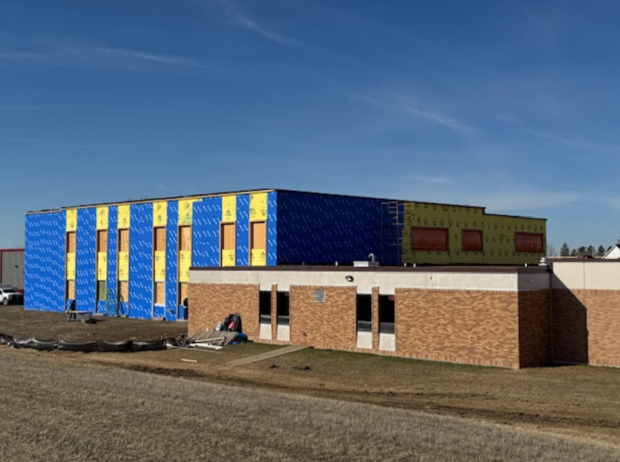 Side view of the addition's progress