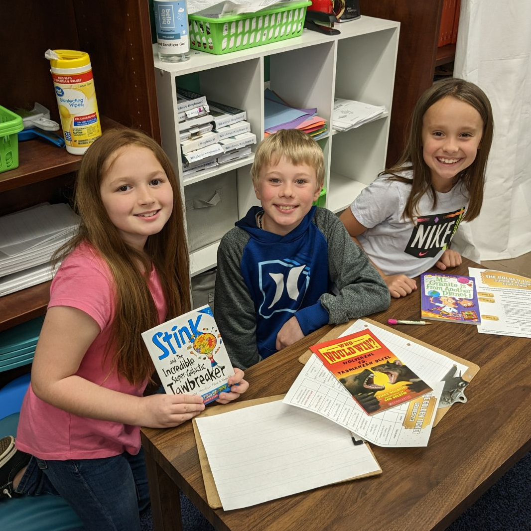 Students with books