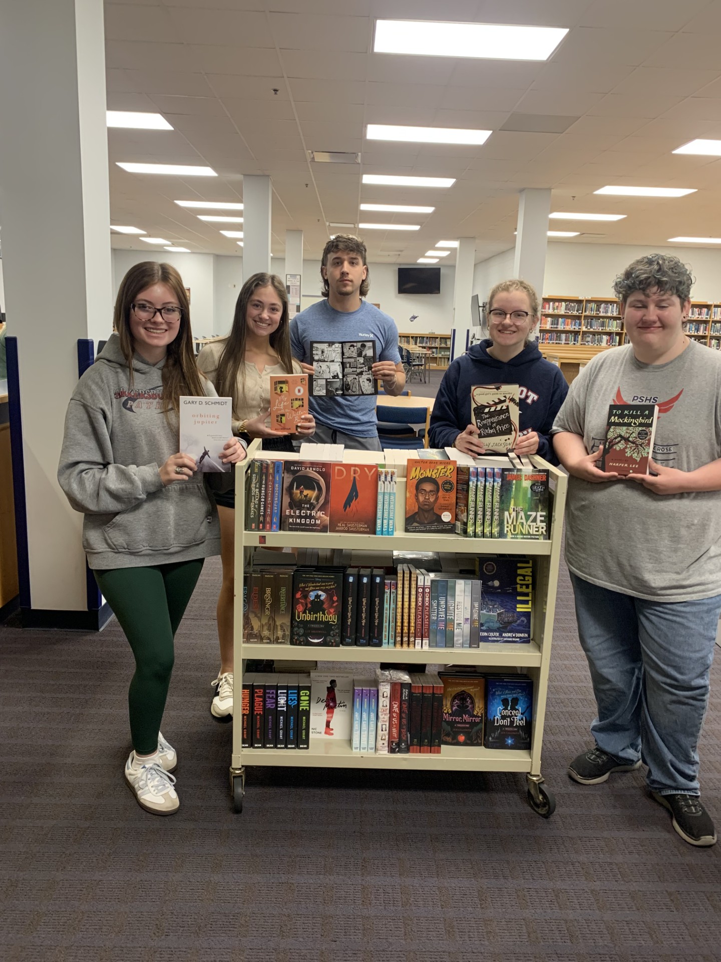 group of students with books