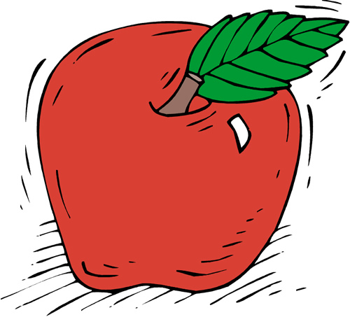 A drawing of an apple