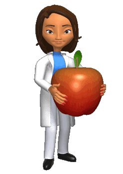 A nutriologist with an apple