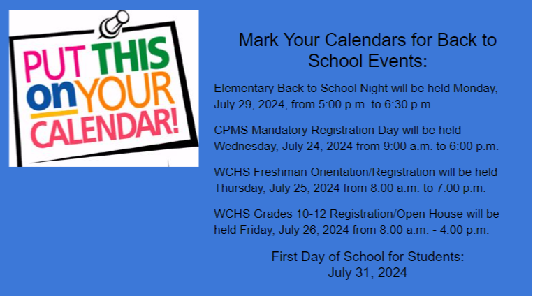 Back to School Dates Image