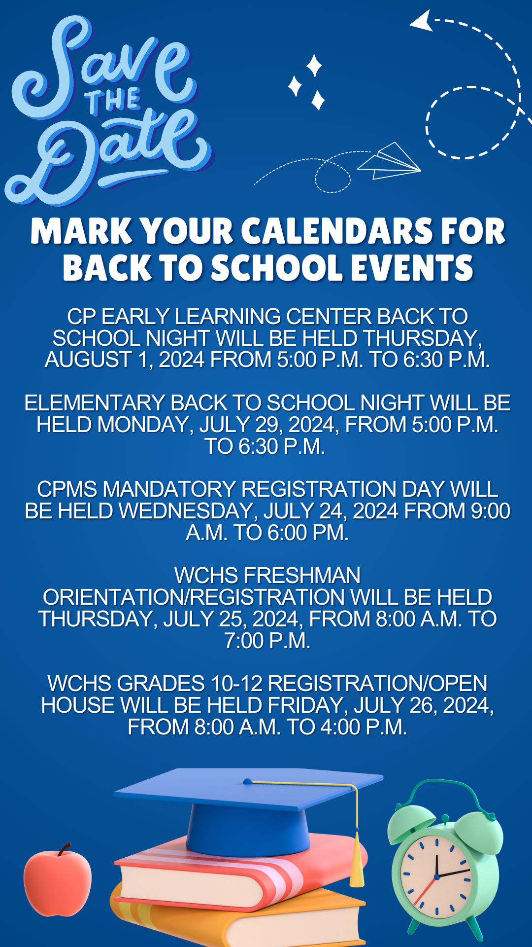 Back to School Information ClarkPleasant Community School Corp.