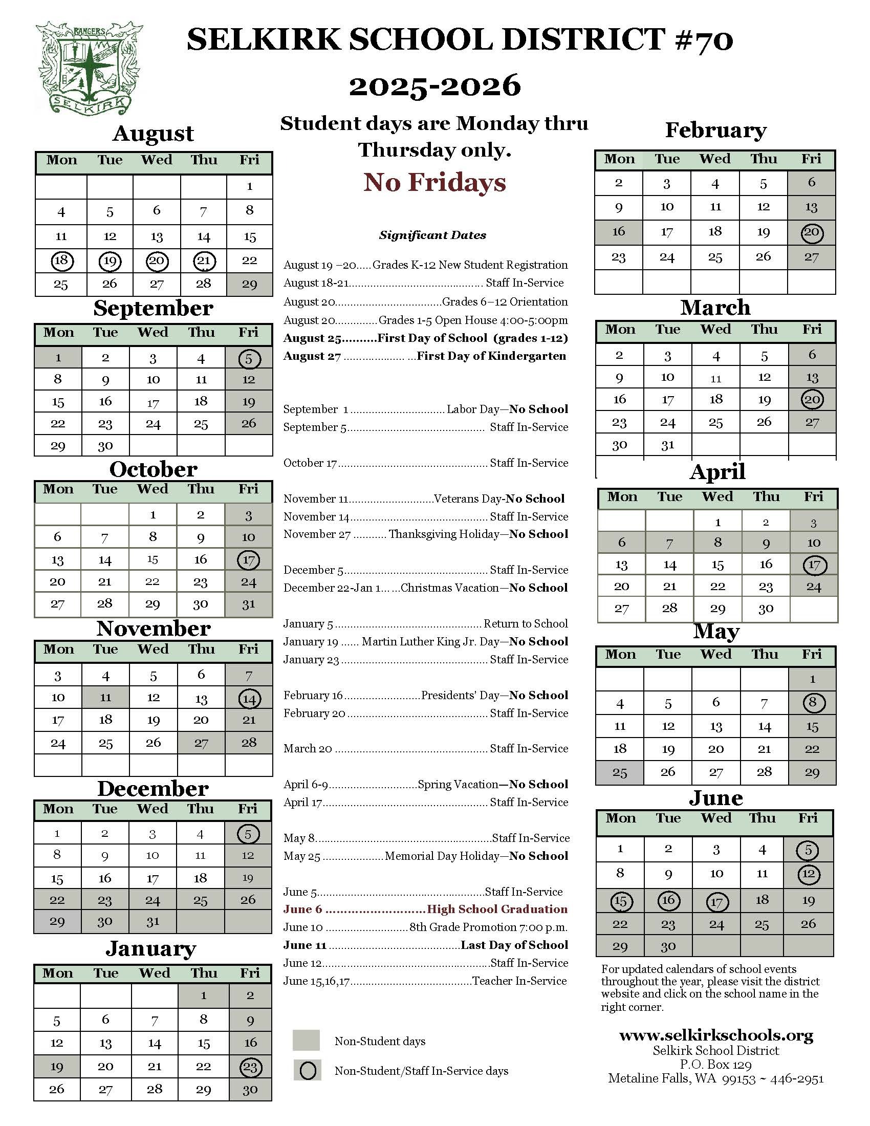2025-26 District Calendar