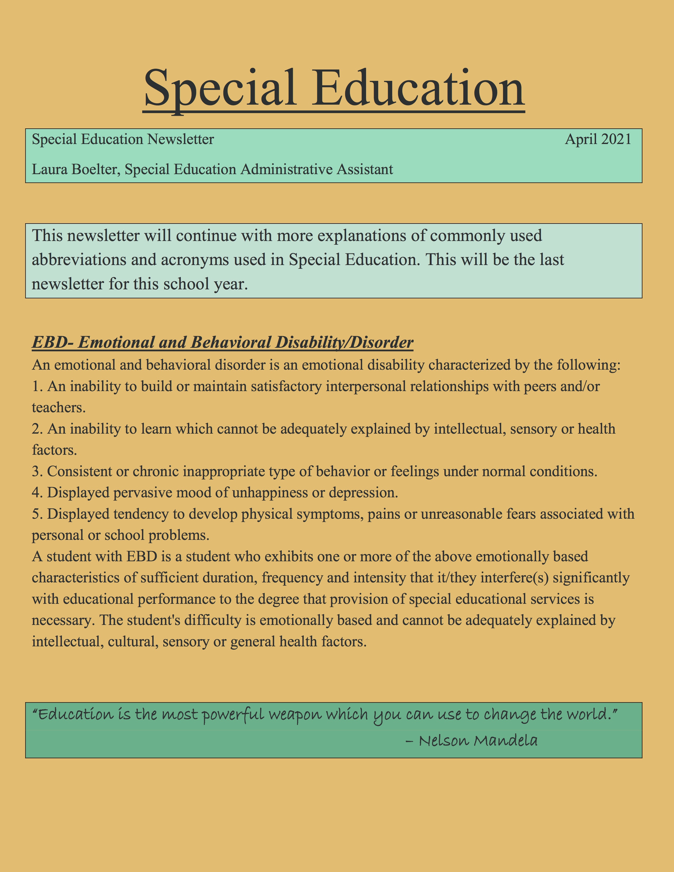 Special Education Newsletter