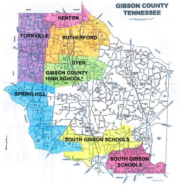 Gibson County Boundary Map
