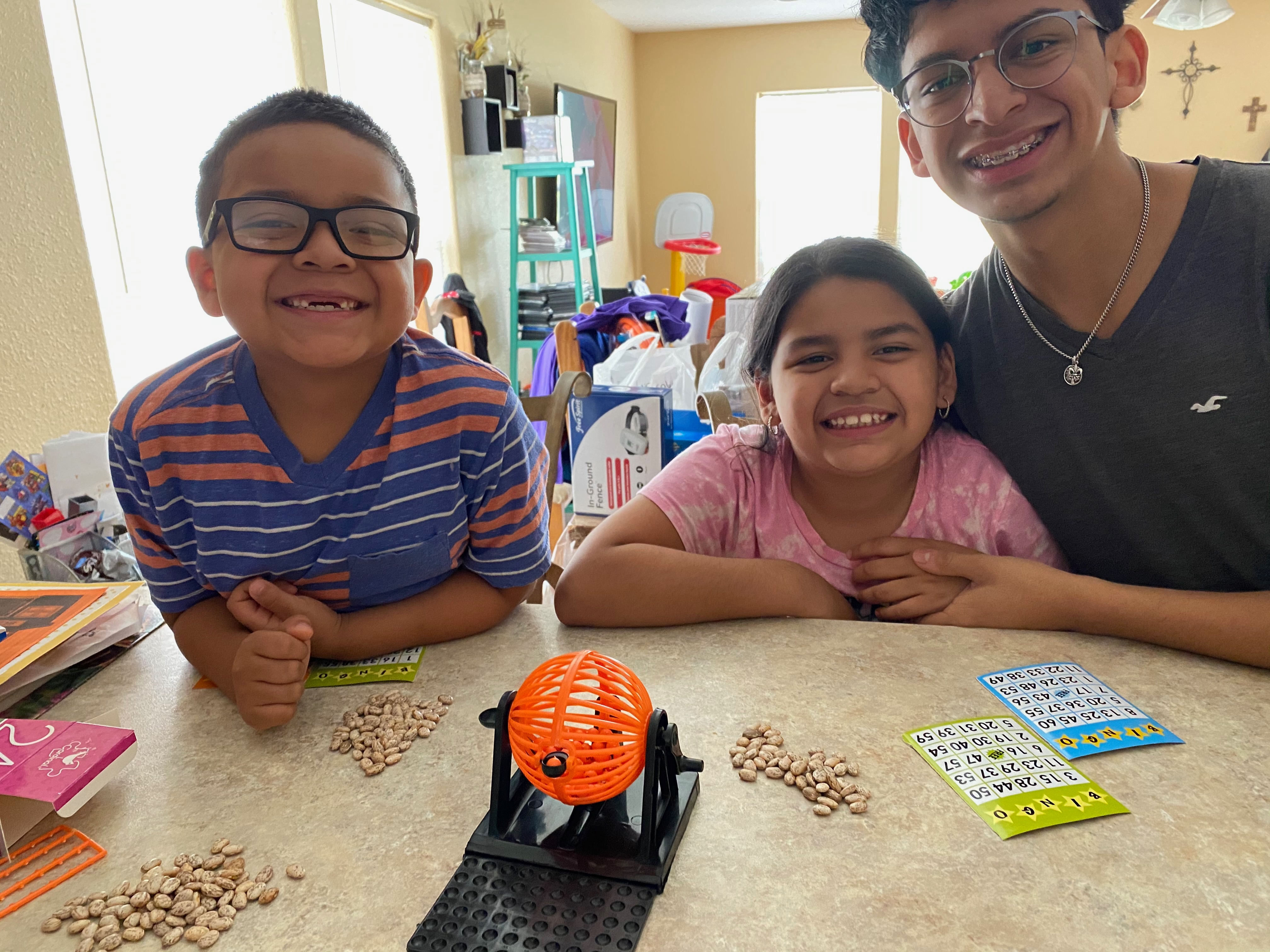 Family playing Bingo