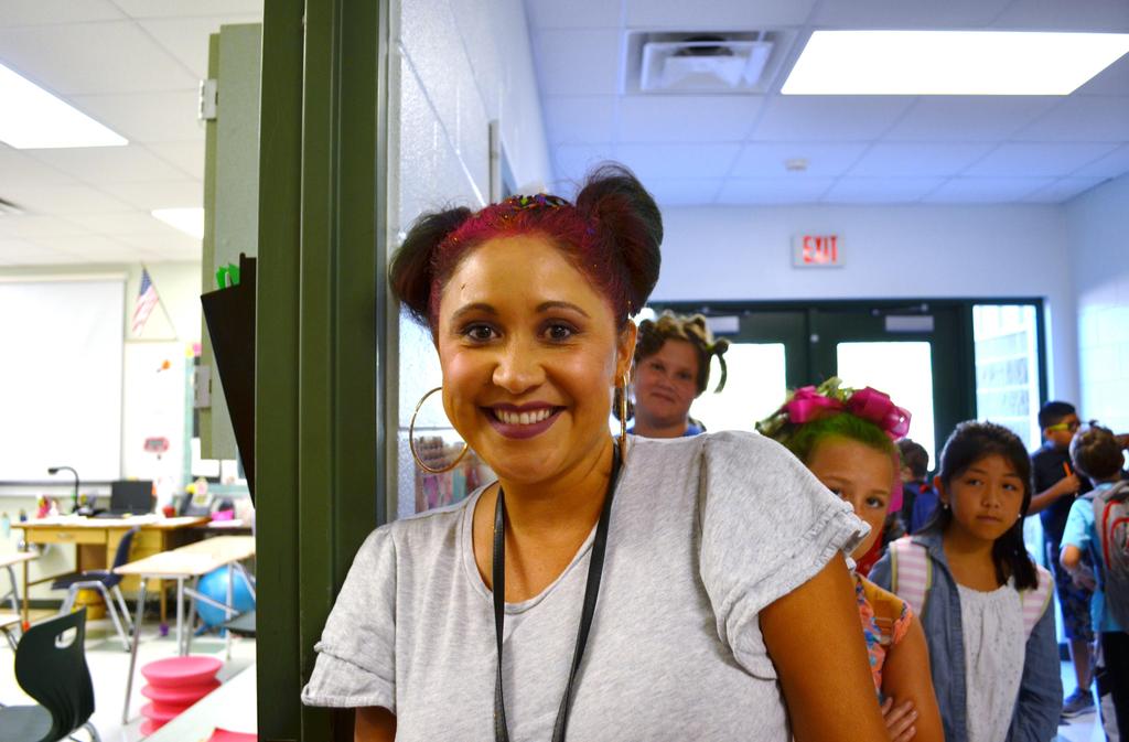 Series of photos of the Homecoming Spirit Day, Crazy Hair Day. The students all presented a series of crazy hair do's.