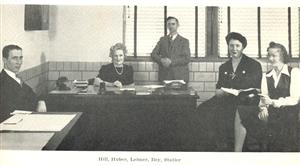 Ms. Esther Huber (second from left), principal of PHS, is pictured in the 1945 Tuba with staff members (from left) R.T. Hill, Melvin Leimer, Constance Bey and Fern Statler.