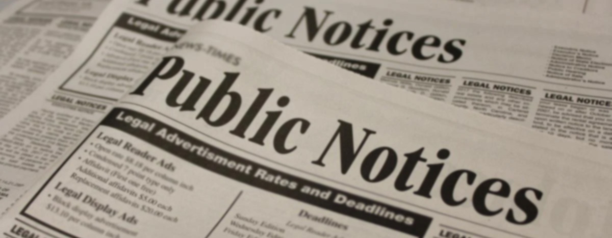 Image of Public Notice section of a newspaper