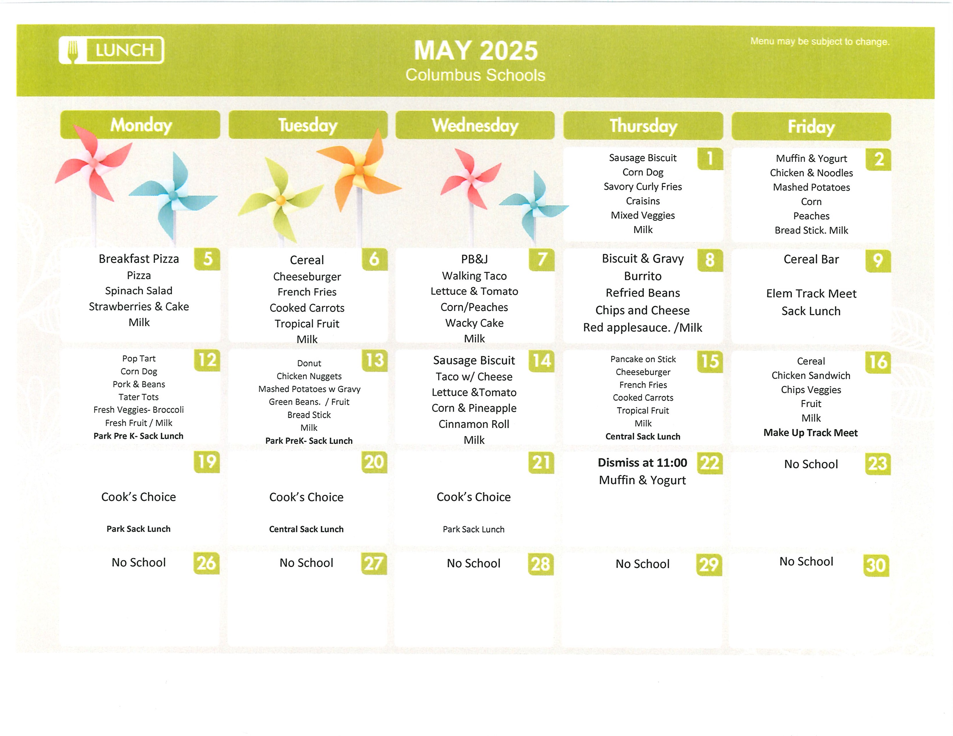 May  2025 Menu