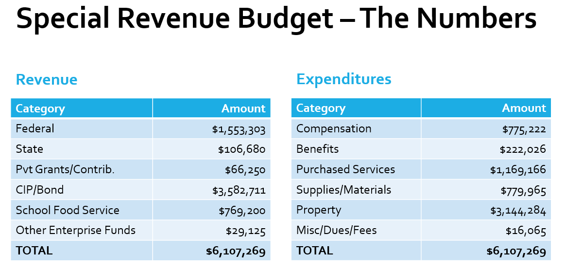FY21 Special Revenue Budget