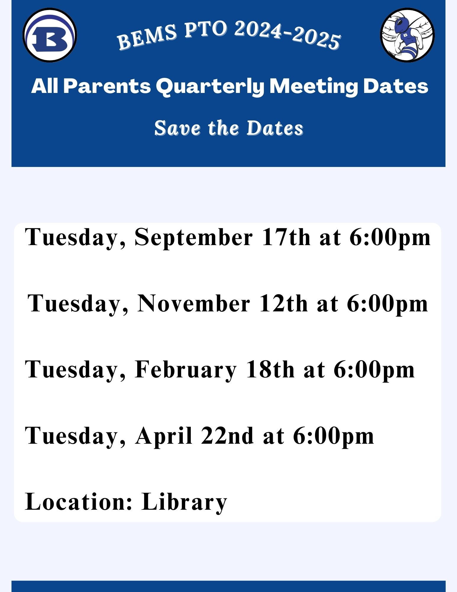 PTO Meeting Dates 2024-2025