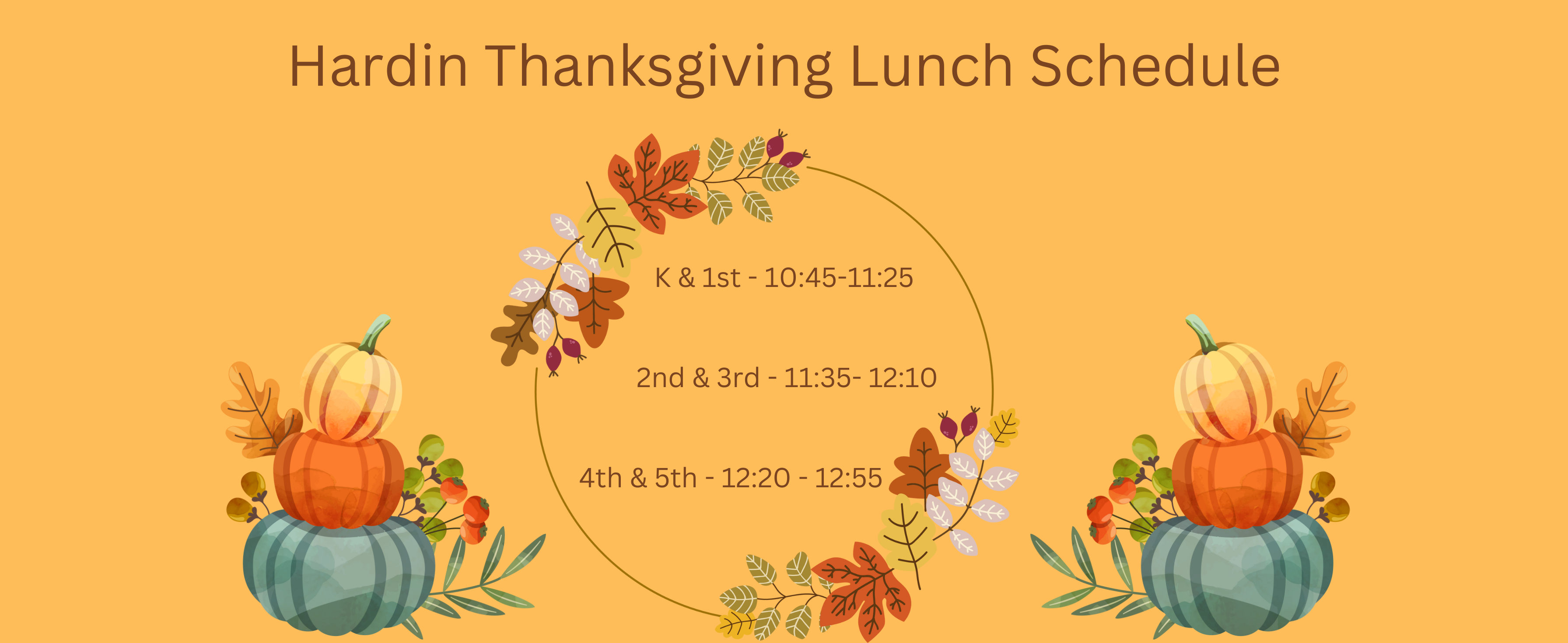Thanksgiving Lunch Schedule