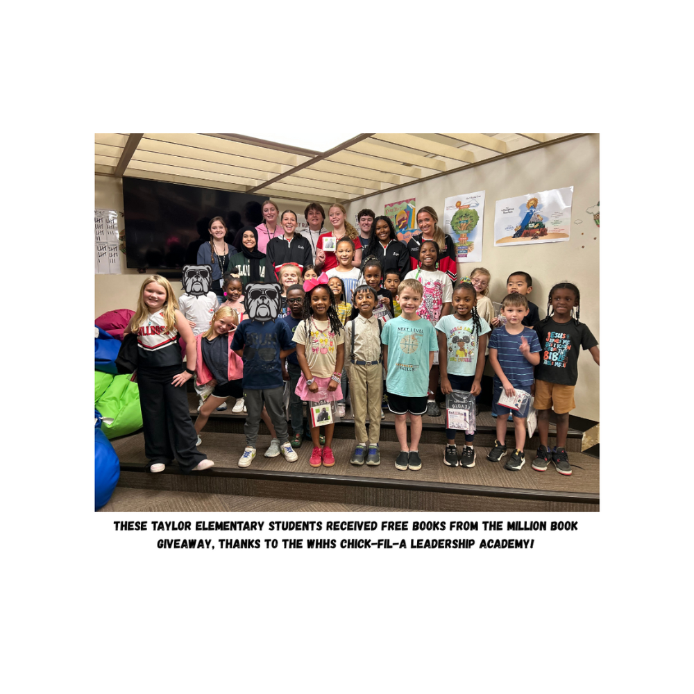 Taylor Elementary students posing as Matilda