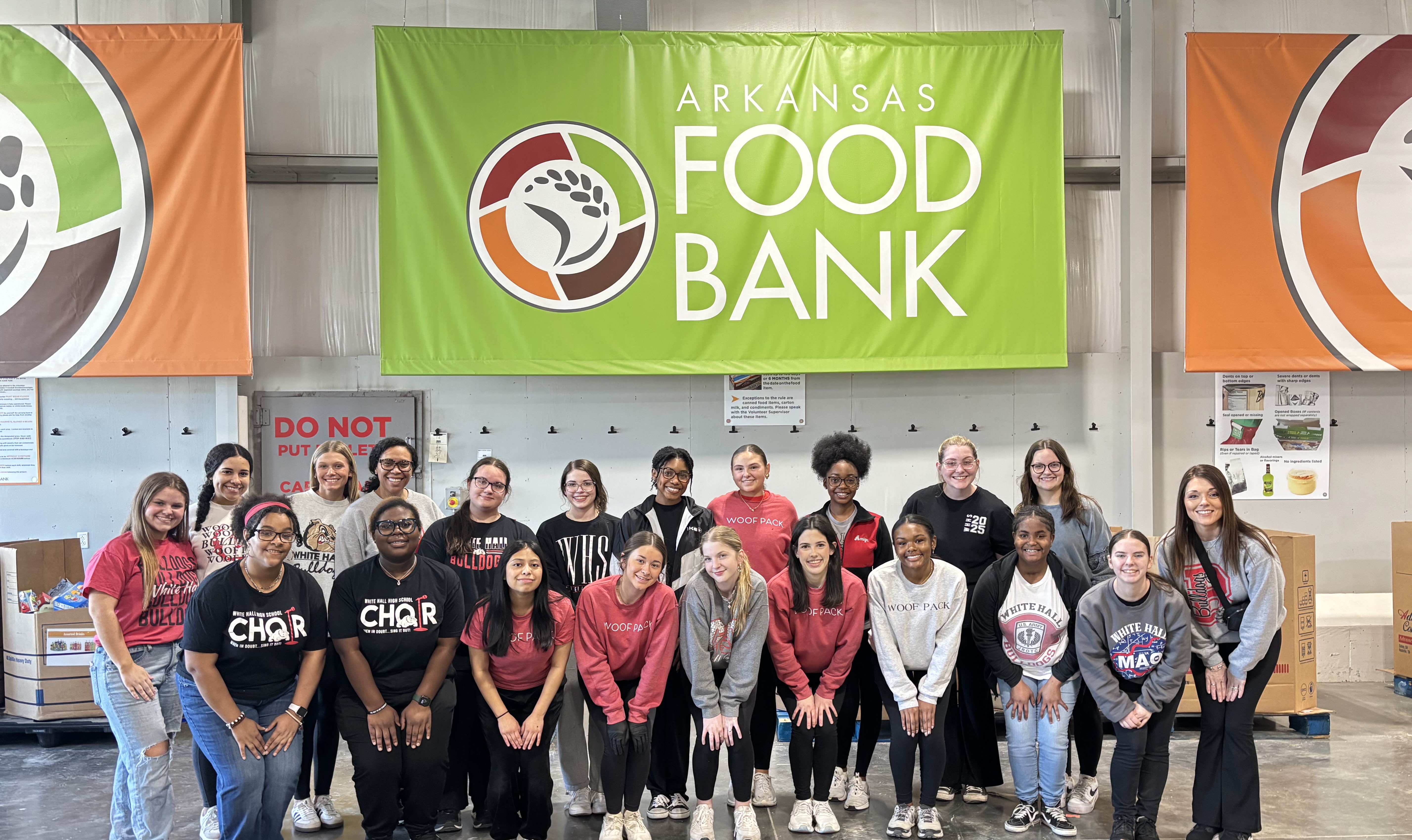 WHHS Student Ambassadors volunteering at the Arkansas Food Bank in Little Rock.