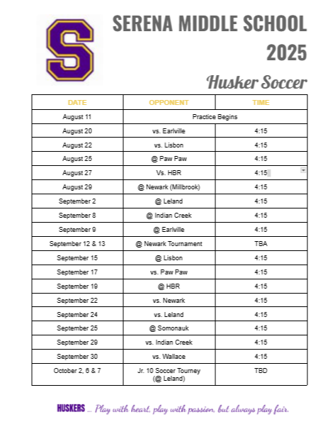 SMS 2025 Soccer Schedule