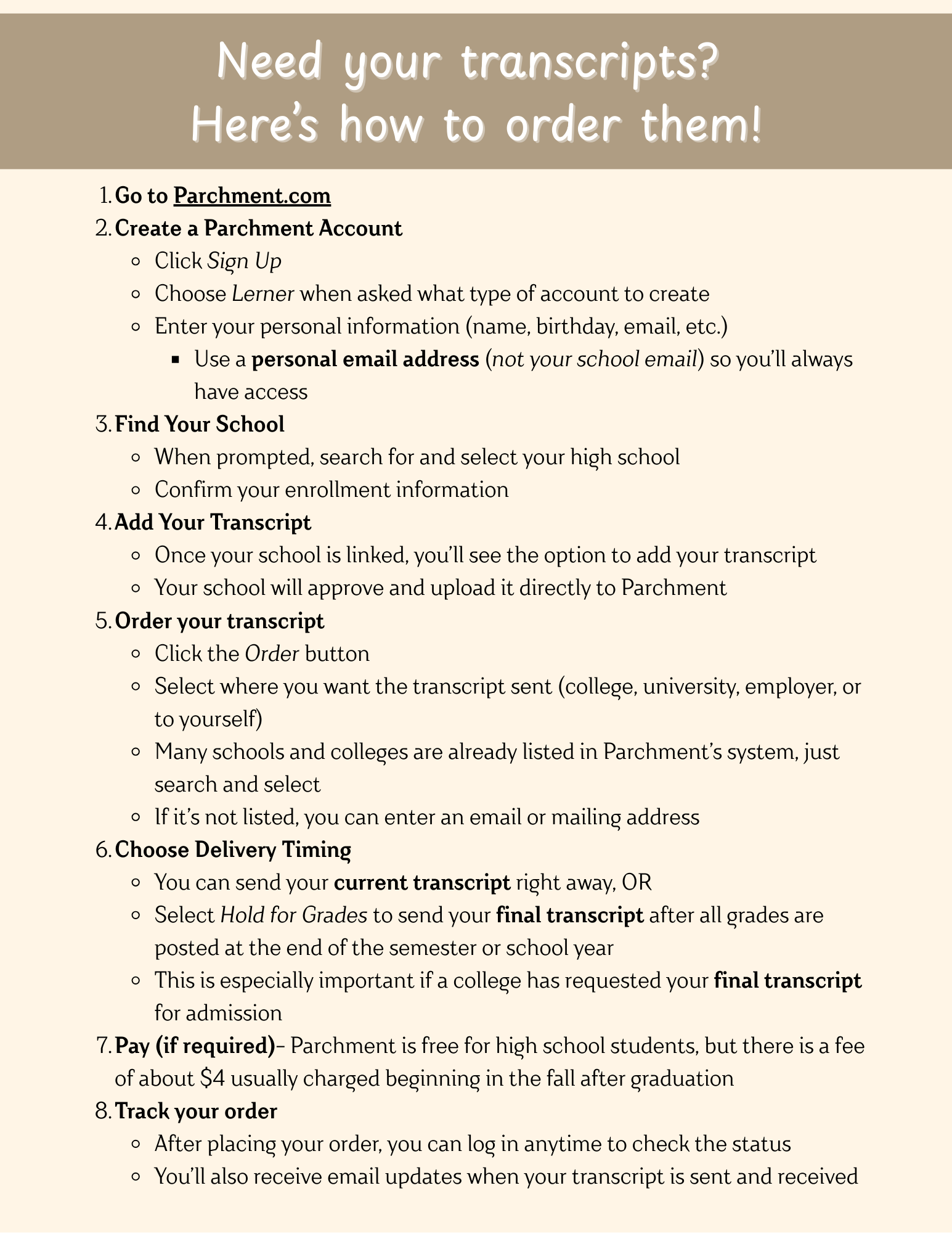 Parchment directions