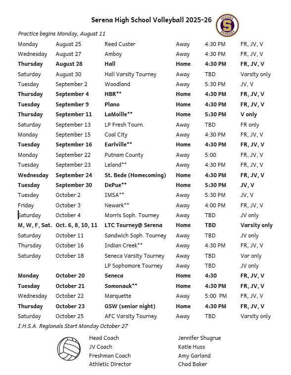 2025 Schedule