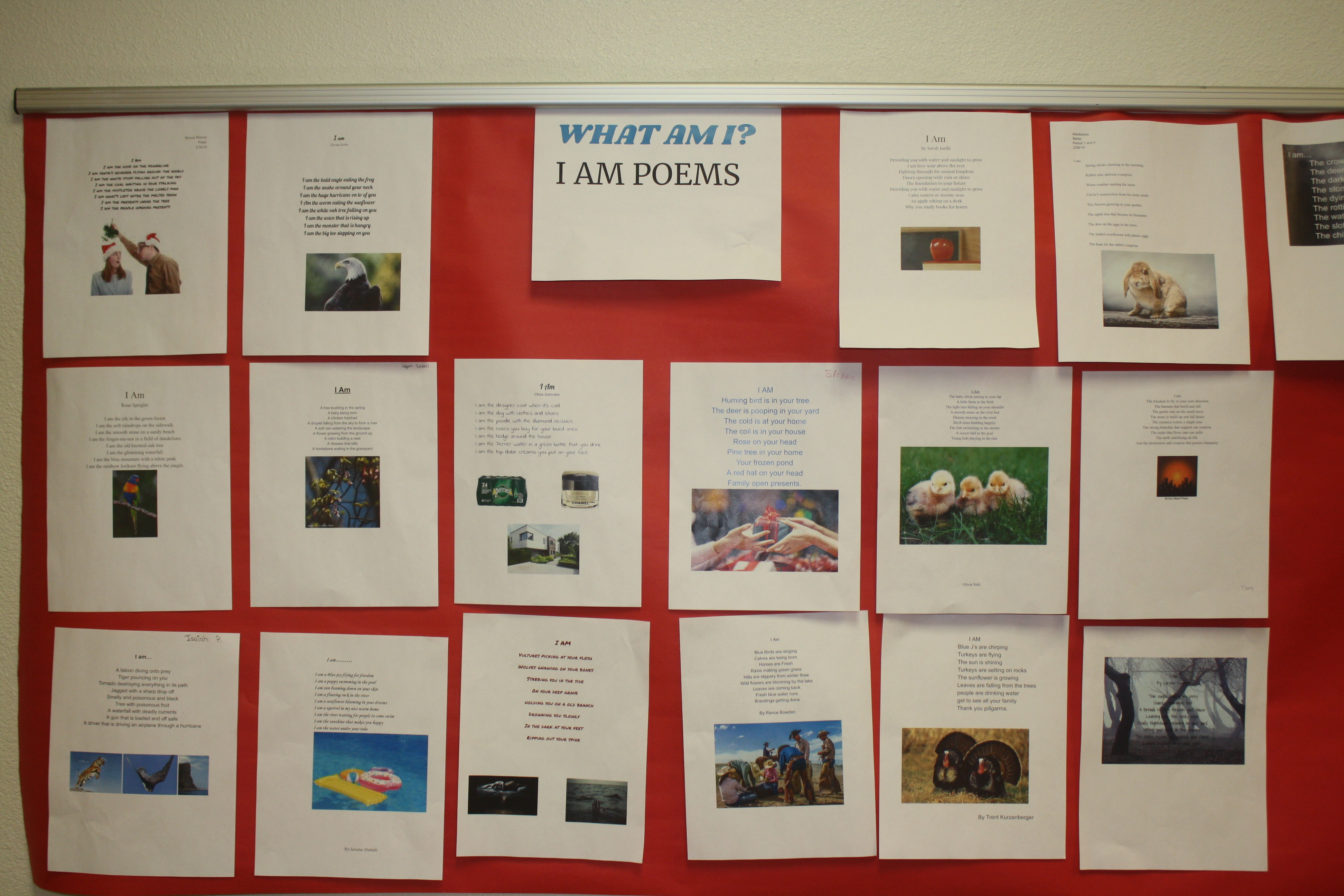 A photo of the "I Am" poetry activity.