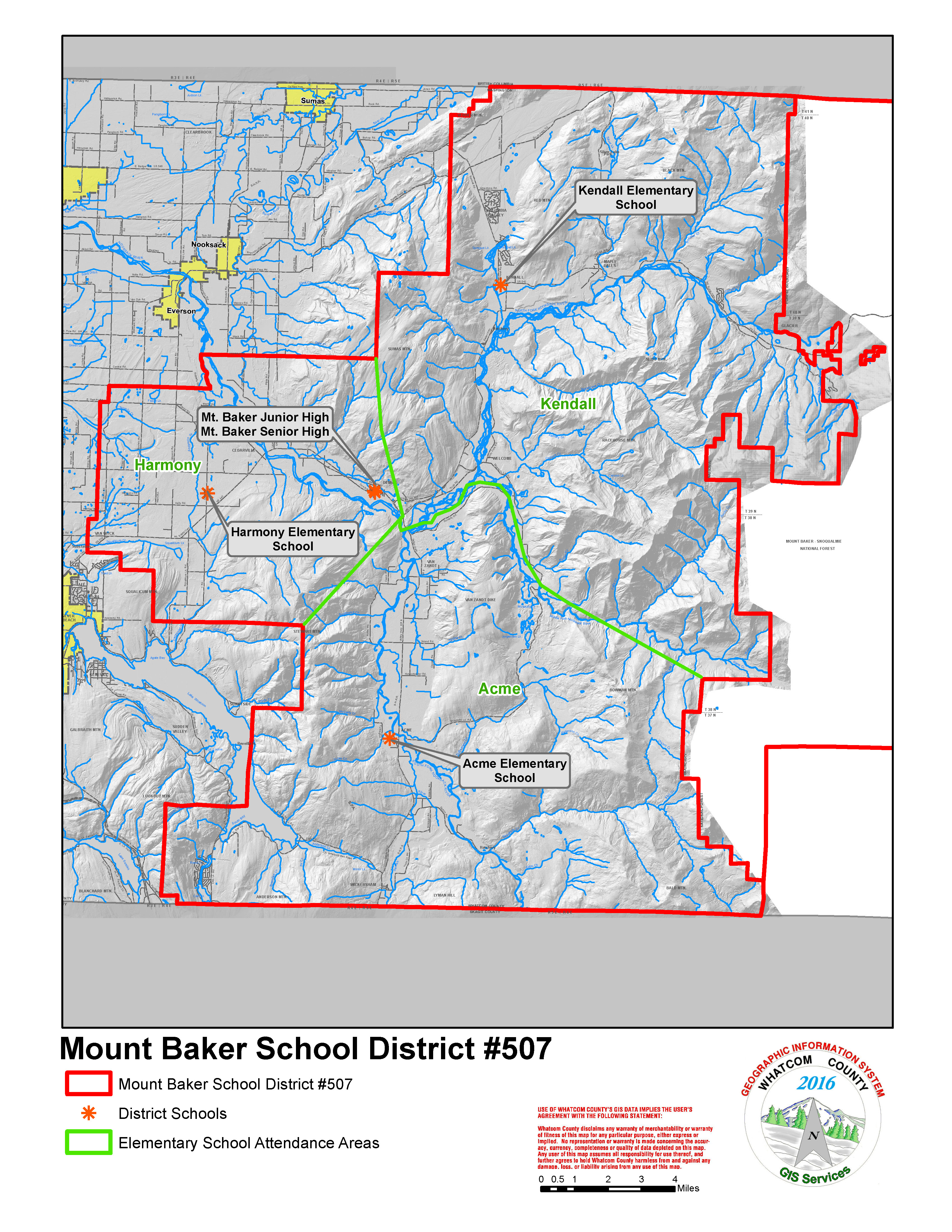 Mount Baker School District Attendance Boundaries Map