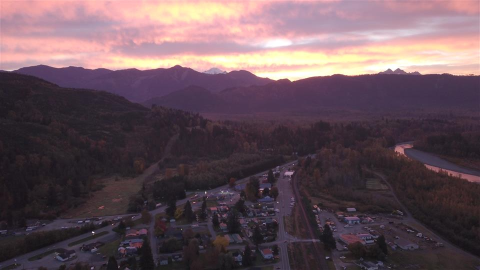 Deming, WA Sunrise, Mountains and Sunrise, Ariel View of District, Junior High School, and Senior High School