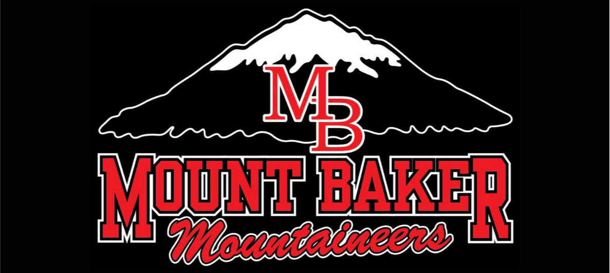 Mount Baker Mountaineers Logo, Black with White Mountains, , Mount Baker Athletics Logo, Red M and B