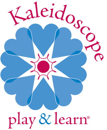 Kaleidoscope Play & Leans Logo, Blue Hearts