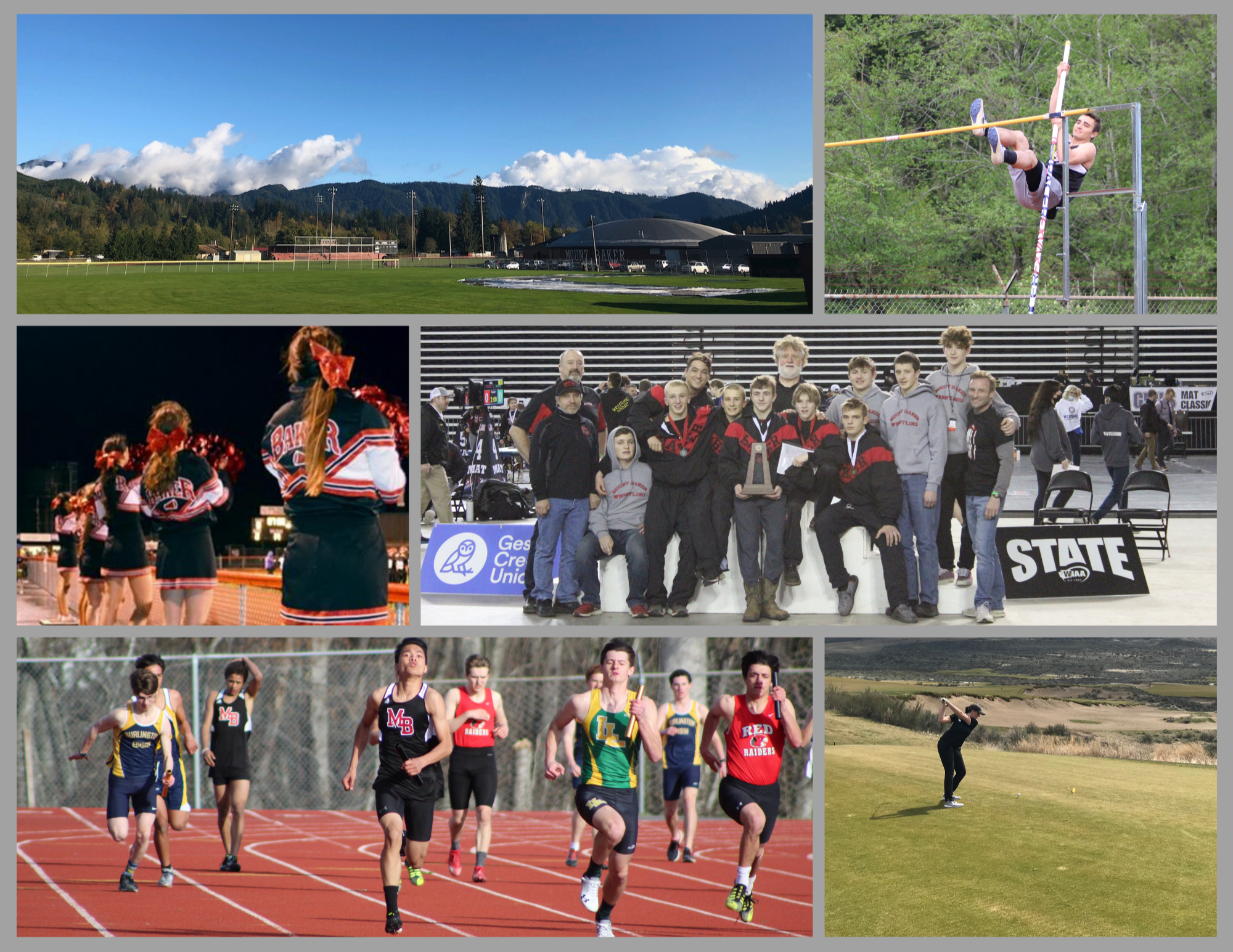Mount Baker Athletics, Tisdale Field, High Jump, Cheerleaders, Wrestlers, Track, Golf