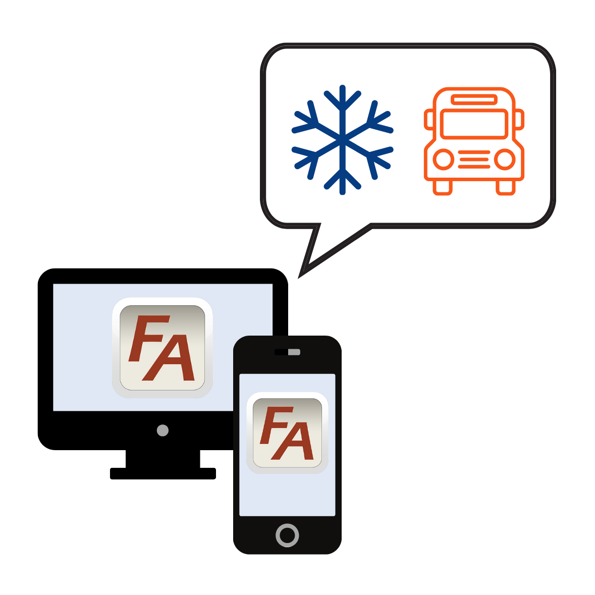FlashAlert, Computer, Phone, Weather, School Bus
